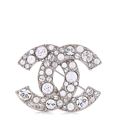 Chanel Crystal Large CC Brooch Silver 1 of 5