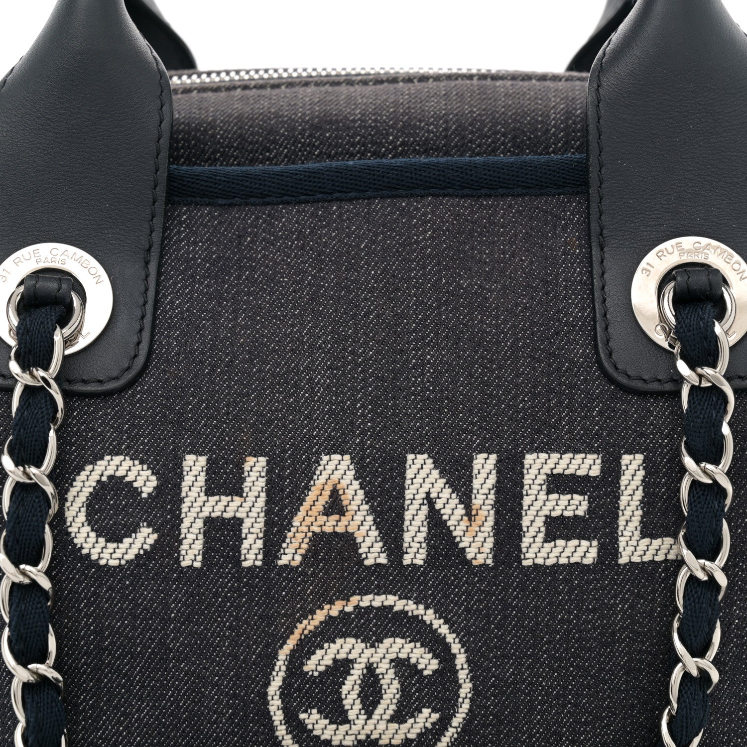Chanel Denim Deauville Bowling Bag Blue 8 of 16