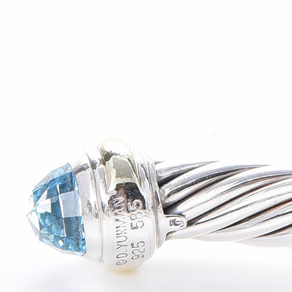 David Yurman Sterling Silver 14K Yellow Gold Blue Topaz 7mm Cable Classics Bracelet 4 of 5