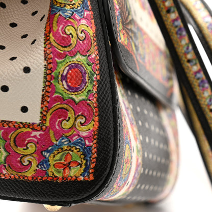 Dolce & Gabbana Dauphine Fan Foulard Medium Miss Sicily Satchel Black Multicolor 12 of 16