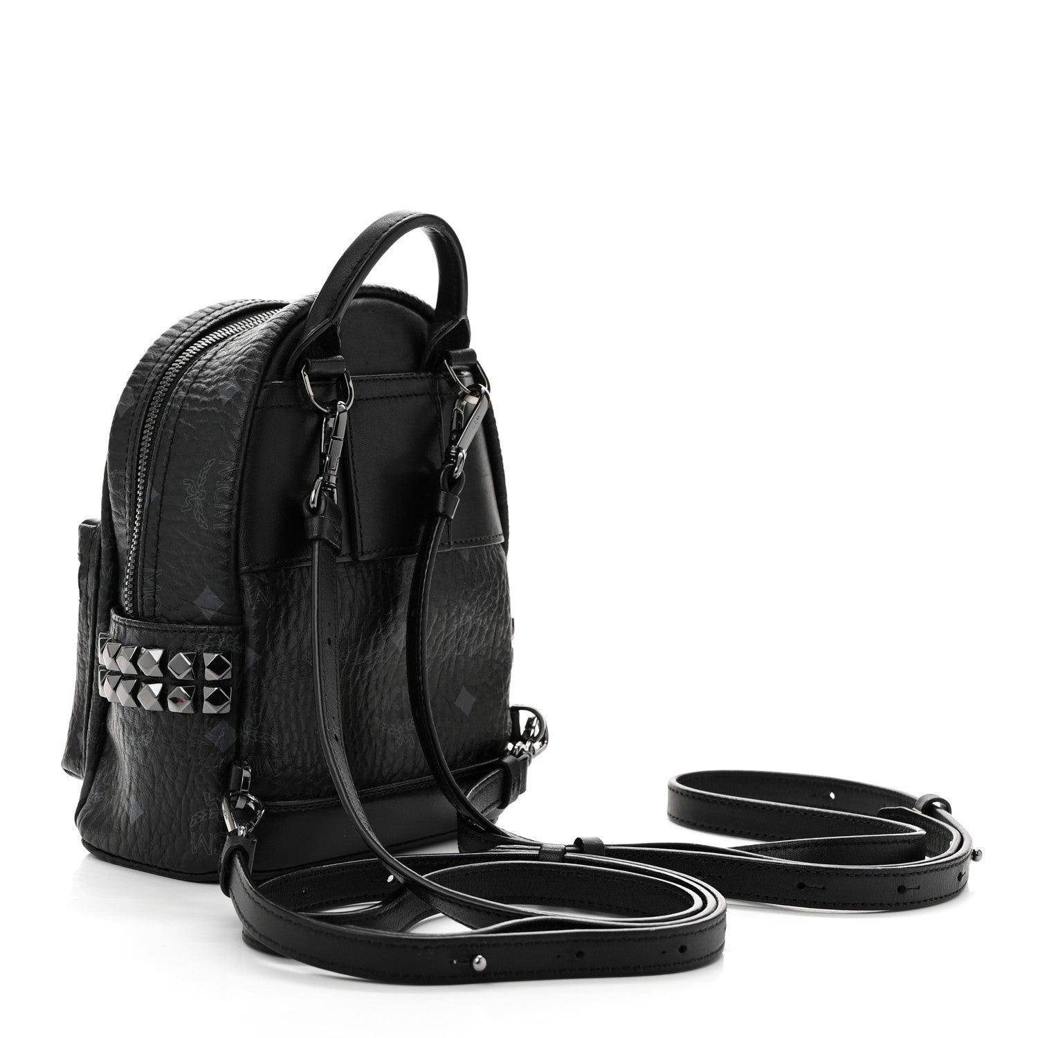 MCM Visetos Side Stud X-Mini Stark Bebe Boo Backpack Black 3 of 9
