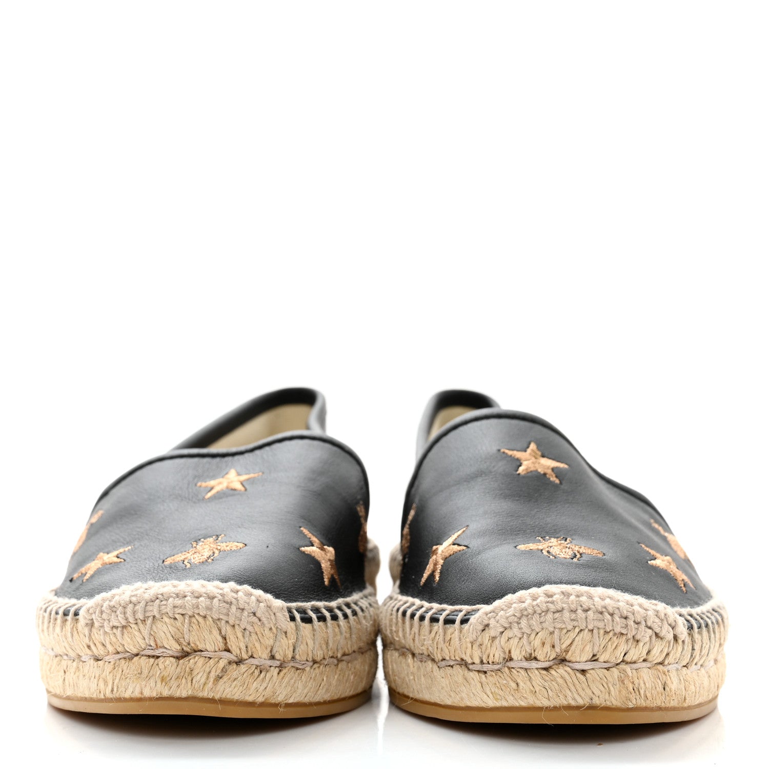 Gucci Calfskin Bee Star Embroidered Espadrilles 38 Black 2 of 13