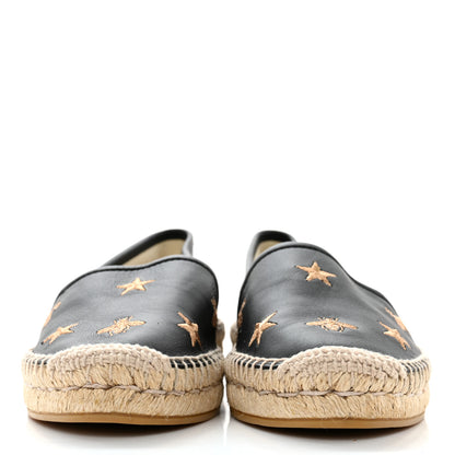 Gucci Calfskin Bee Star Embroidered Espadrilles 38 Black 2 of 13