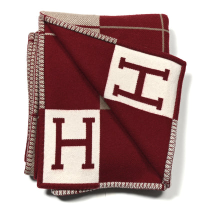 Hermes Wool Cashmere Avalon III Blanket Ecru Rouge H 2 of 3