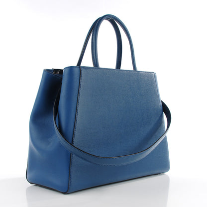 Fendi Vitello Elite Regular 2Jours Tote Blue Cobalto 3 of 9