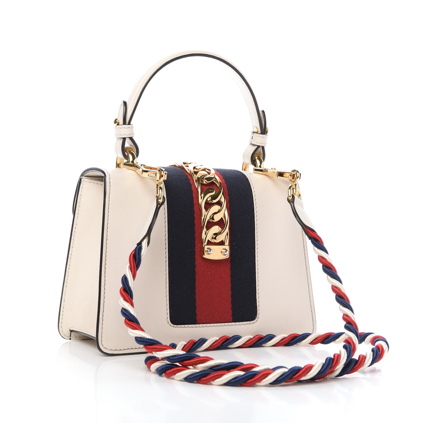 Calfskin Mini Sylvie Top Handle Bag White