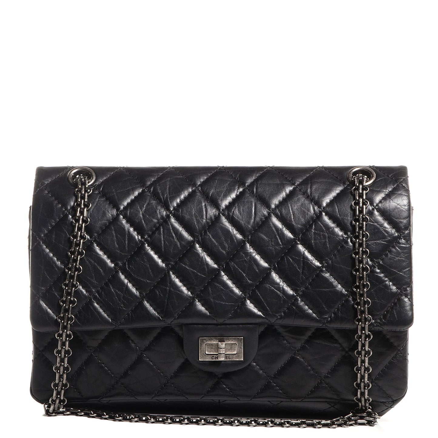 Aged Calfskin Quilted 2.55 Reissue 226 Flap Black
