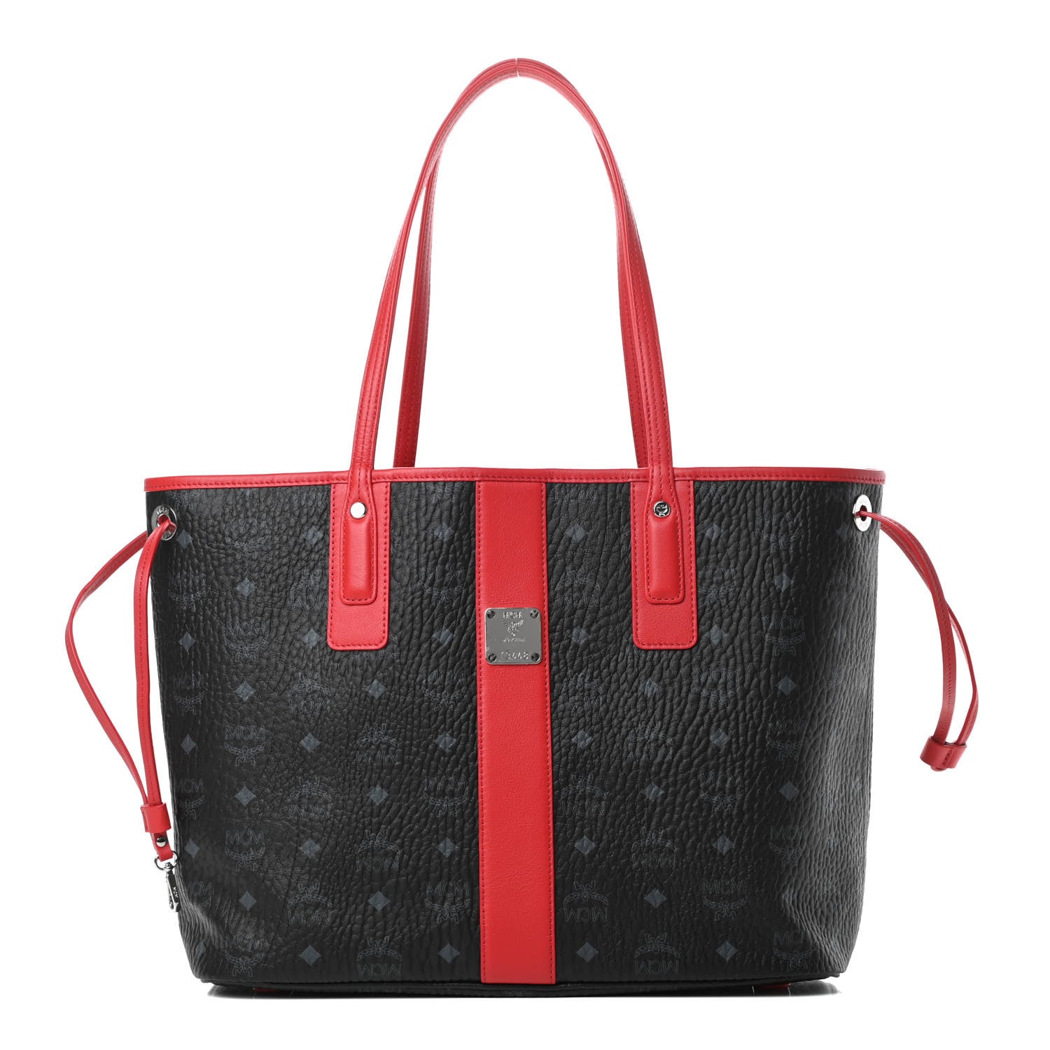 MCM Visetos Medium Liz Reversible Shopper Tote Black Red 1 of 14