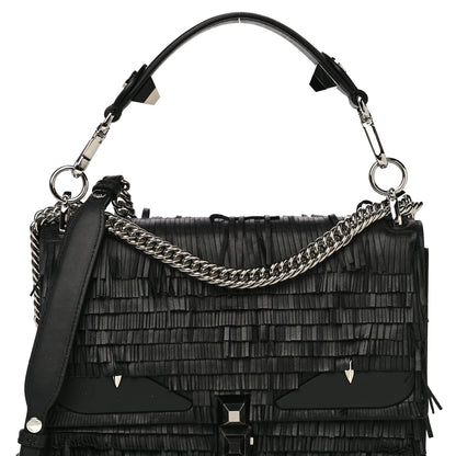 Fendi Vitello Century Opaco Monster Eyes Fringe Studded Kan I Shoulder Bag Black 7 of 10