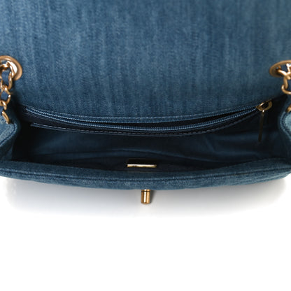 Chanel Denim Quilted Mini Pearl Crush Rectangular Flap Blue 5 of 12