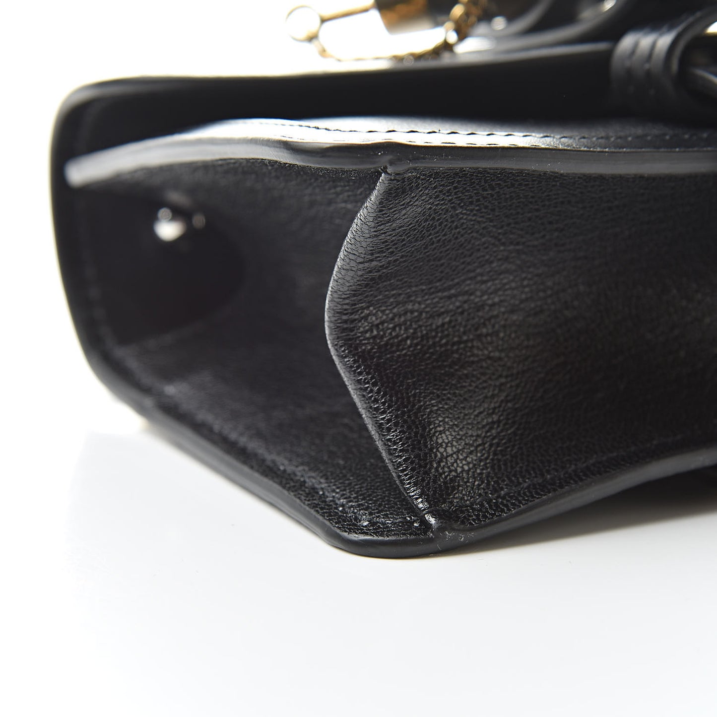 Shiny Goatskin Calfskin Aby Chain Shoulder Bag Black