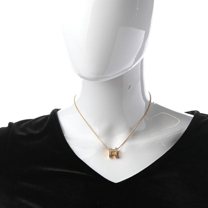 Hermes Lacquered Gold Pop H Pendant Necklace Marron Glace 2 of 6