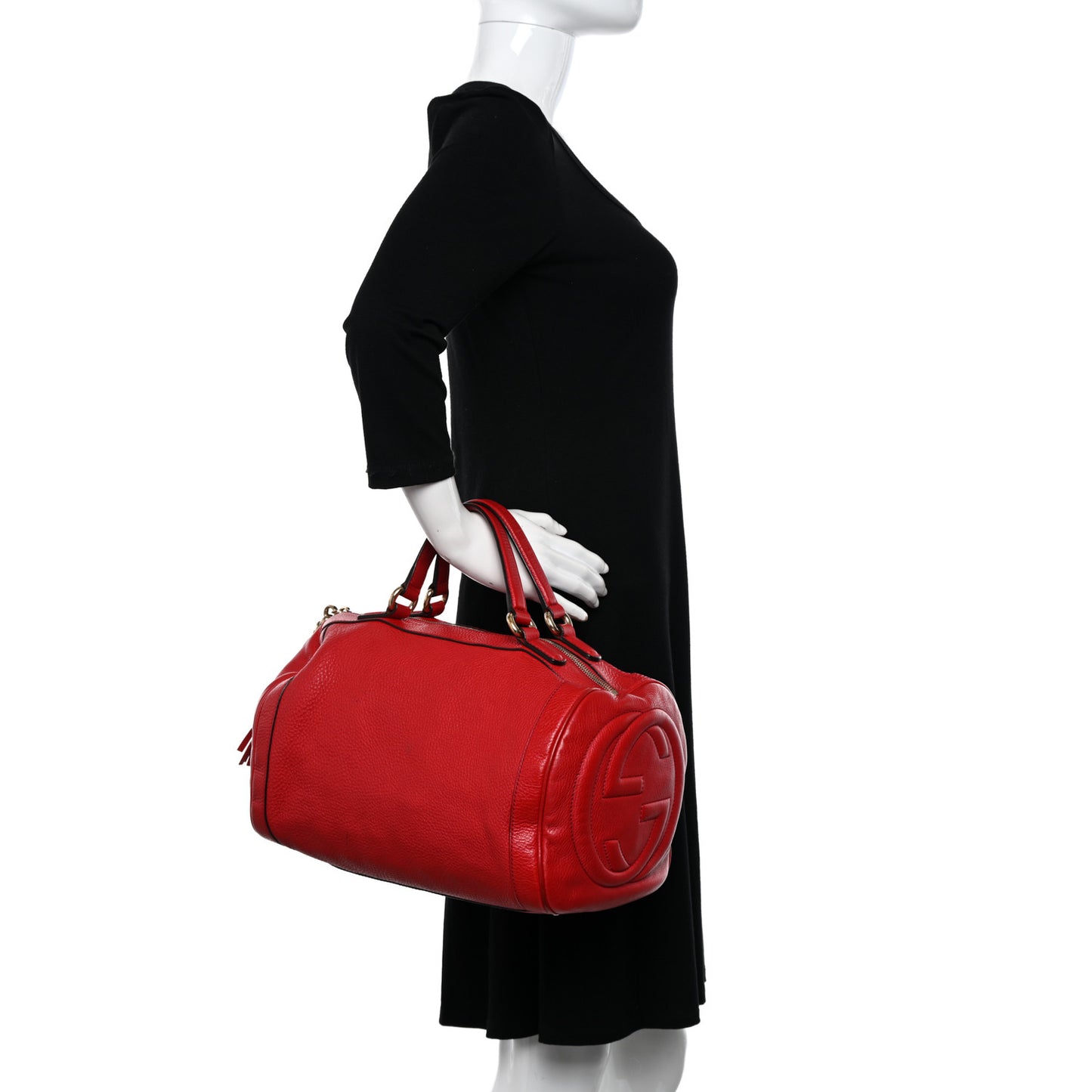 Pebbled Calfskin Medium Soho Boston Red