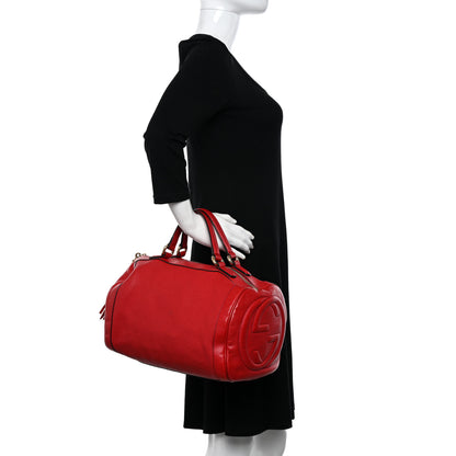 Gucci Pebbled Calfskin Medium Soho Boston Red 2 of 15