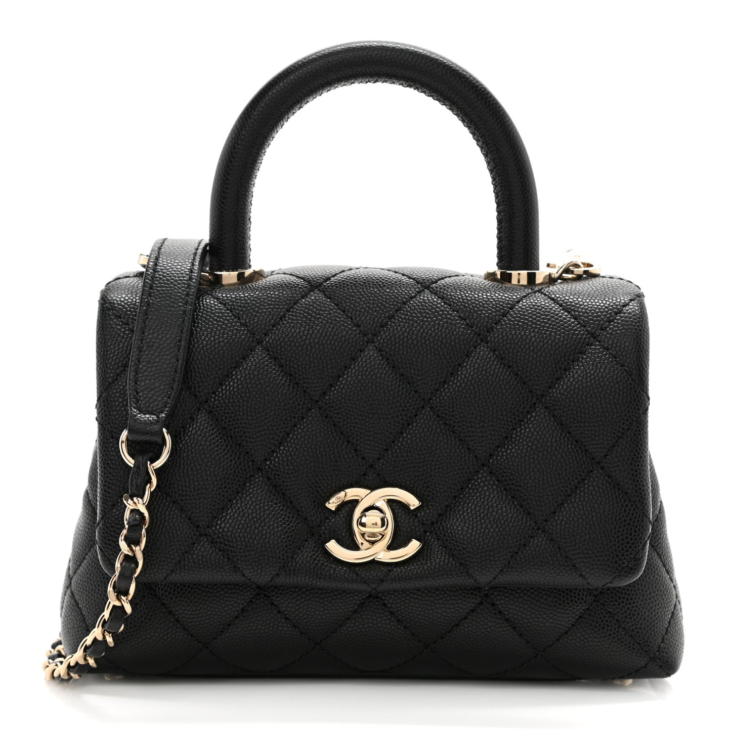 Caviar Quilted Extra Mini Coco Handle Flap Black