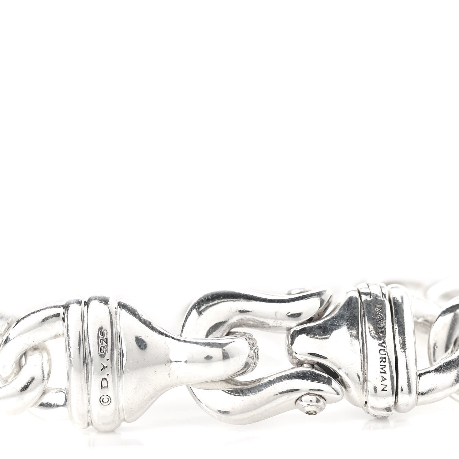 David Yurman Sterling Silver Diamond 12mm Curb Link Buckle Bracelet 4 of 4