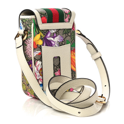 Gucci GG Supreme Monogram Flora Web Ophidia Phone Crossbody Bag White 2 of 8