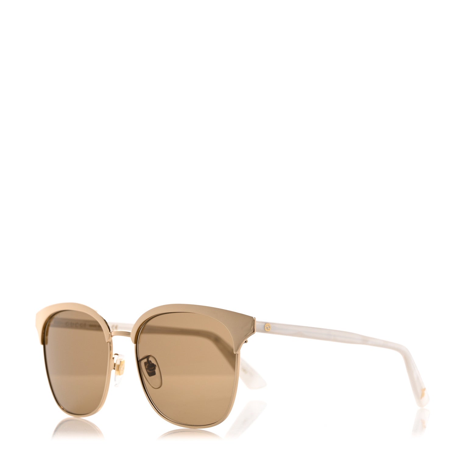 Gucci Round Metal Sunglasses GG0244S Gold 1 of 8