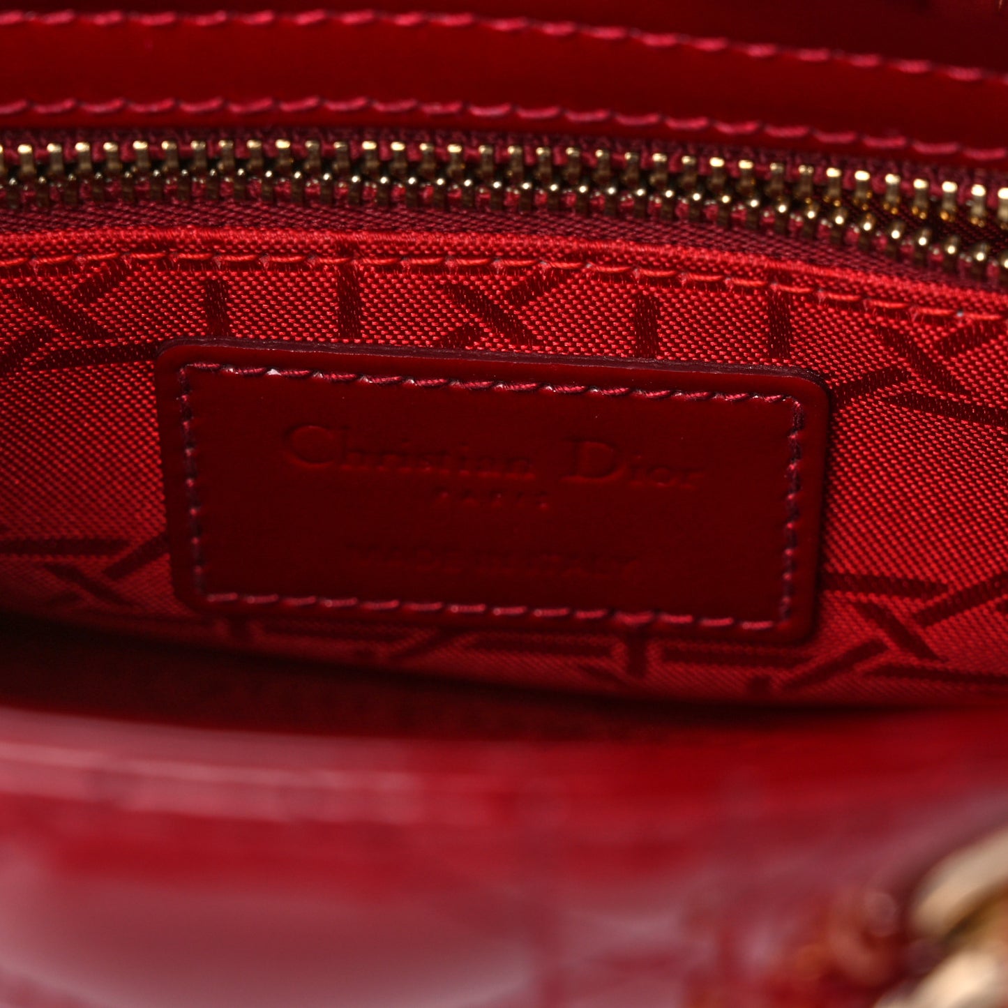 Patent Cannage Mini Lady Dior Red