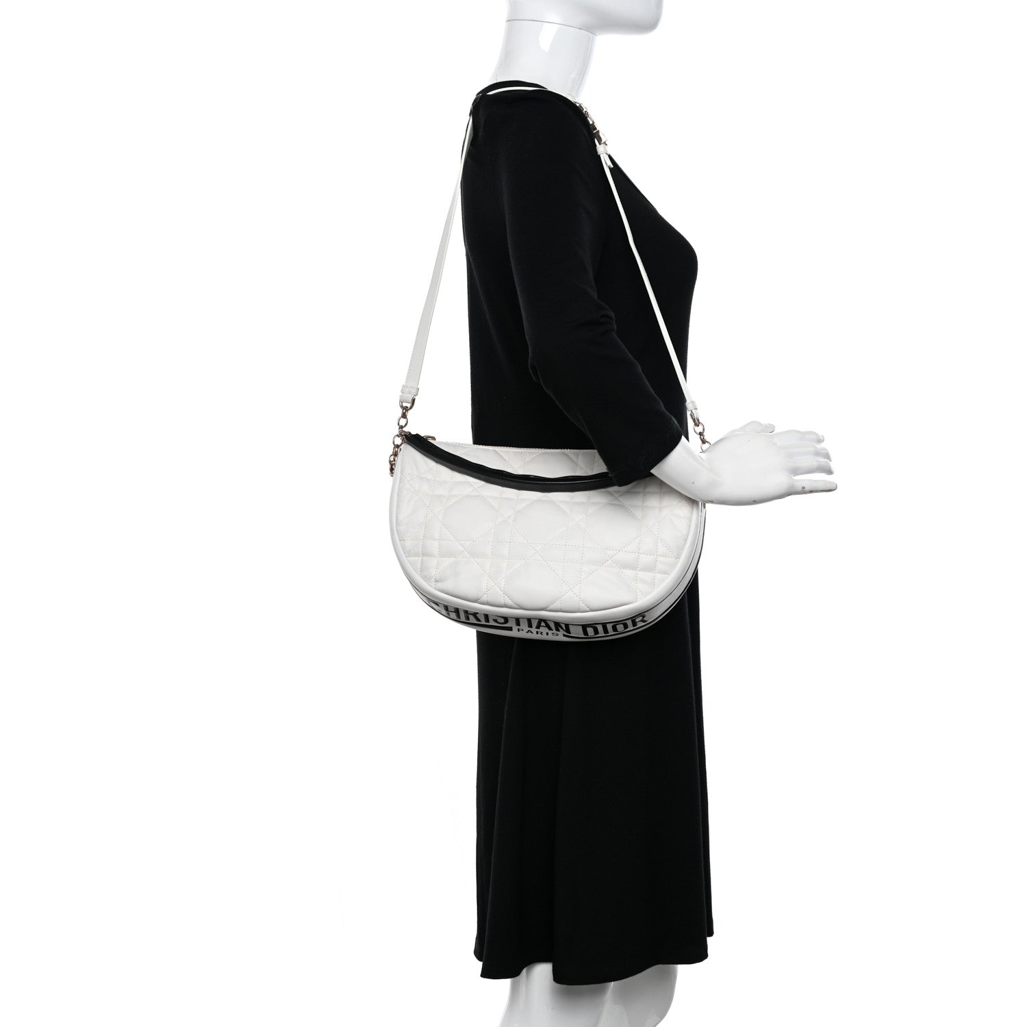 Christian Dior Lambskin Cannage Medium Dior Vibe Hobo Bag White 2 of 15