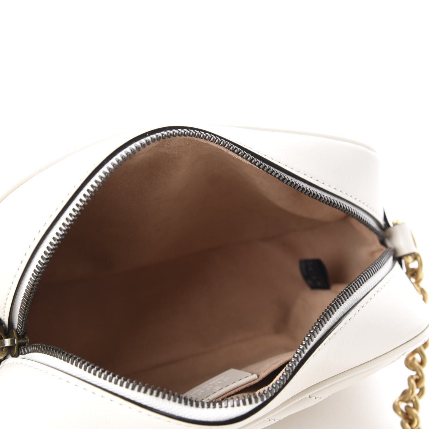 Calfskin Matelasse Small GG Marmont Chain Shoulder Bag White