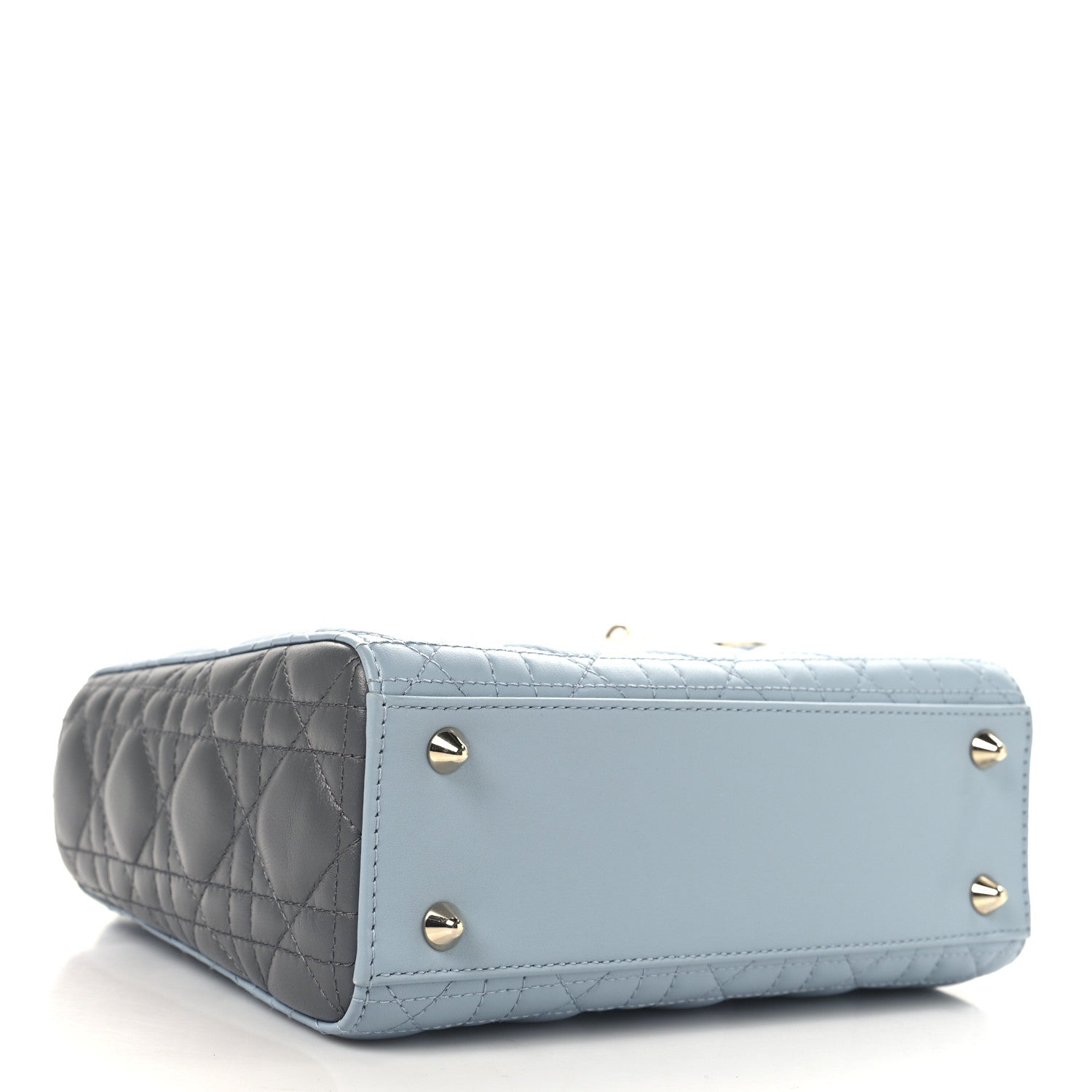 Christian Dior Lambskin Cannage Small Bi-Color Lady Dior  Blue Grey 4 of 10