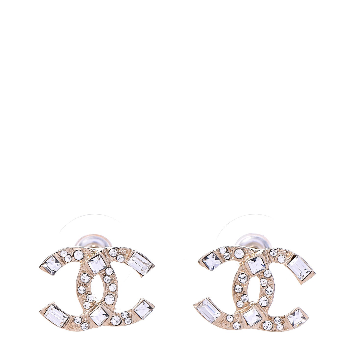 Crystal Baguette CC Earrings Gold