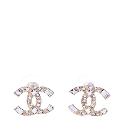 Chanel Crystal Baguette CC Earrings Gold 1 of 5