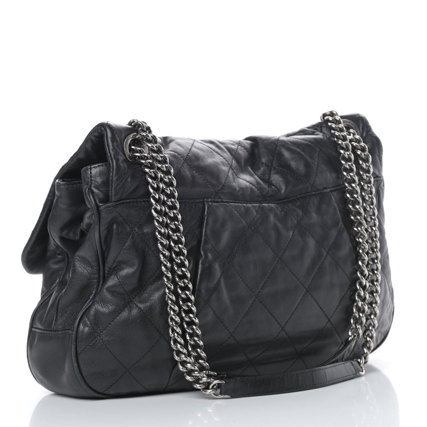 Calfskin Coco Pleats Flap Black
