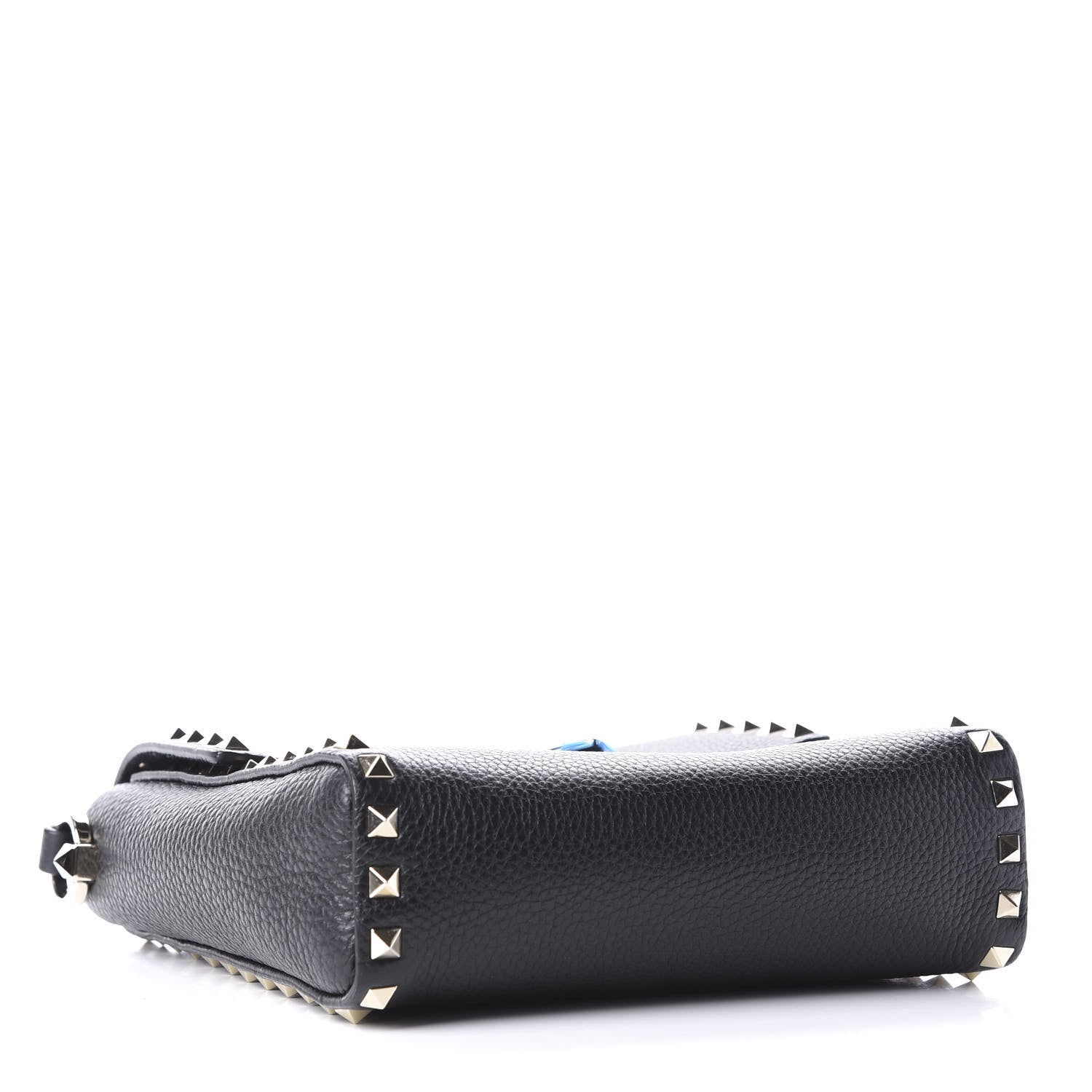 Valentino Garavani Pebbled Calfskin Rockstud Flip Lock Flap Messenger Black 4 of 9