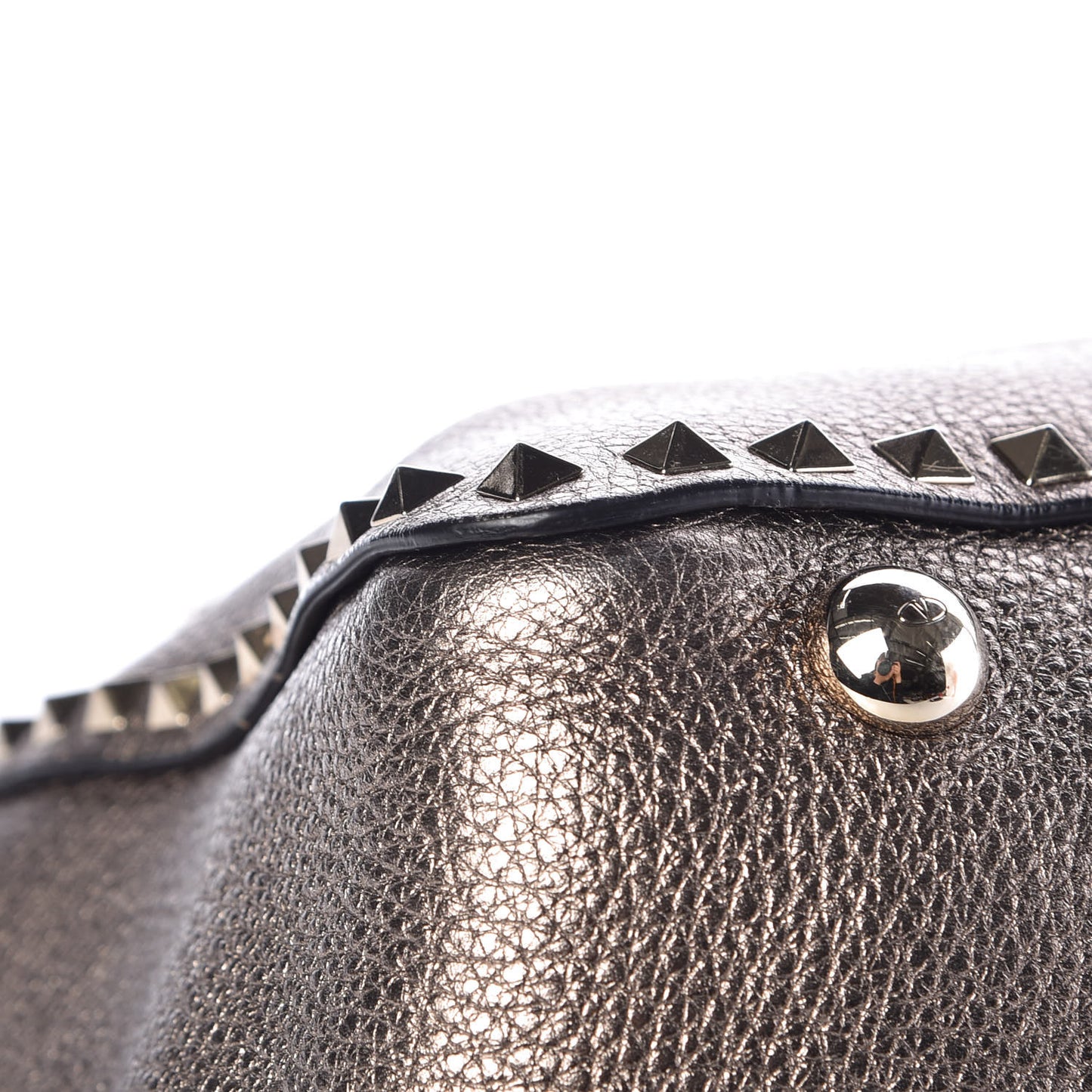 Metallic Alce Printed Calfskin Medium Rockstud Tote Sasso