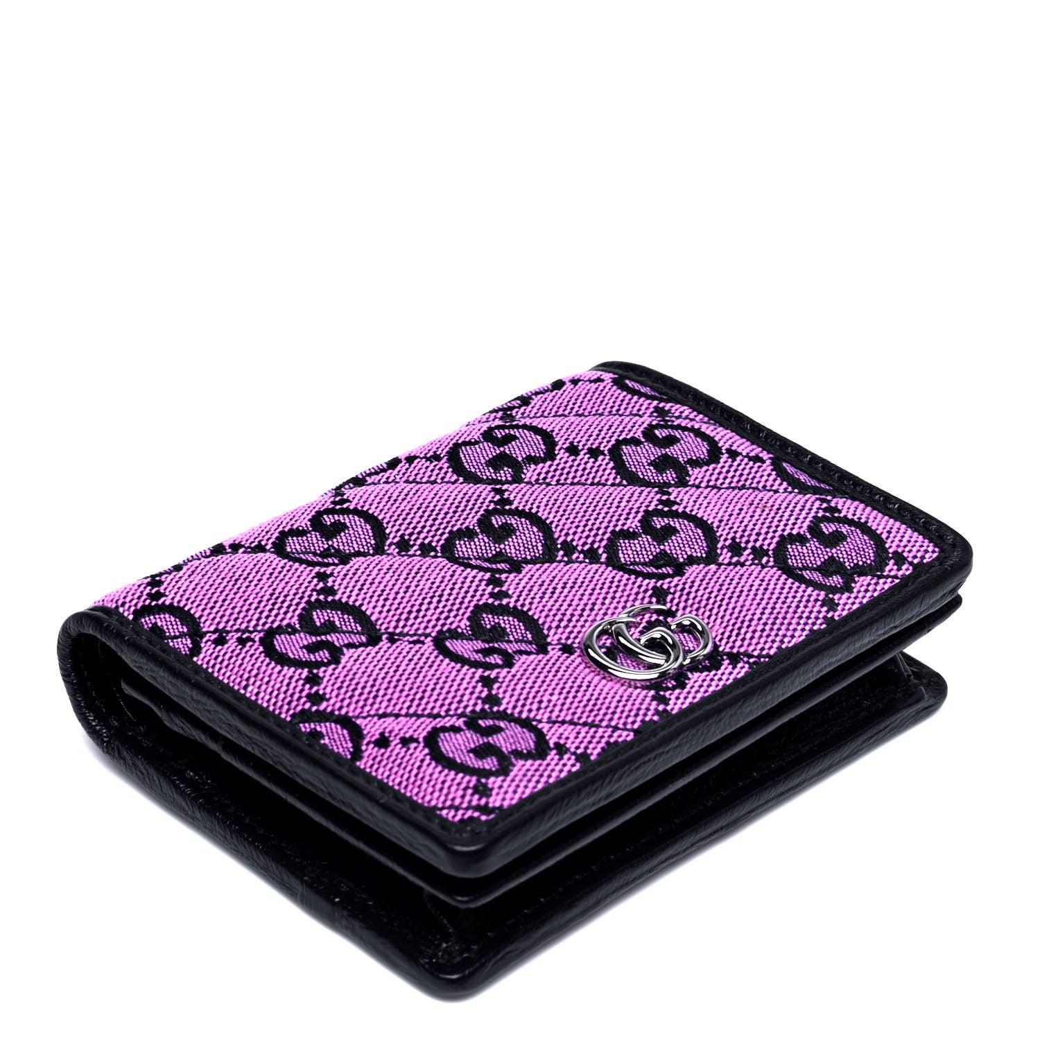 Gucci Monogram Multicolor Matelasse Diagonal GG Marmont Card Case Wallet Pink Blue 5 of 6