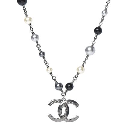 Chanel Beaded CC Short Necklace Ruthenium Black 1 of 6