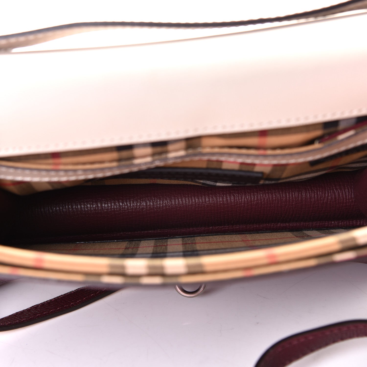 Burberry Derby Calfskin Bi-Color Small Macken Crossbody Bag Mahogany Red Limestone 5 of 6