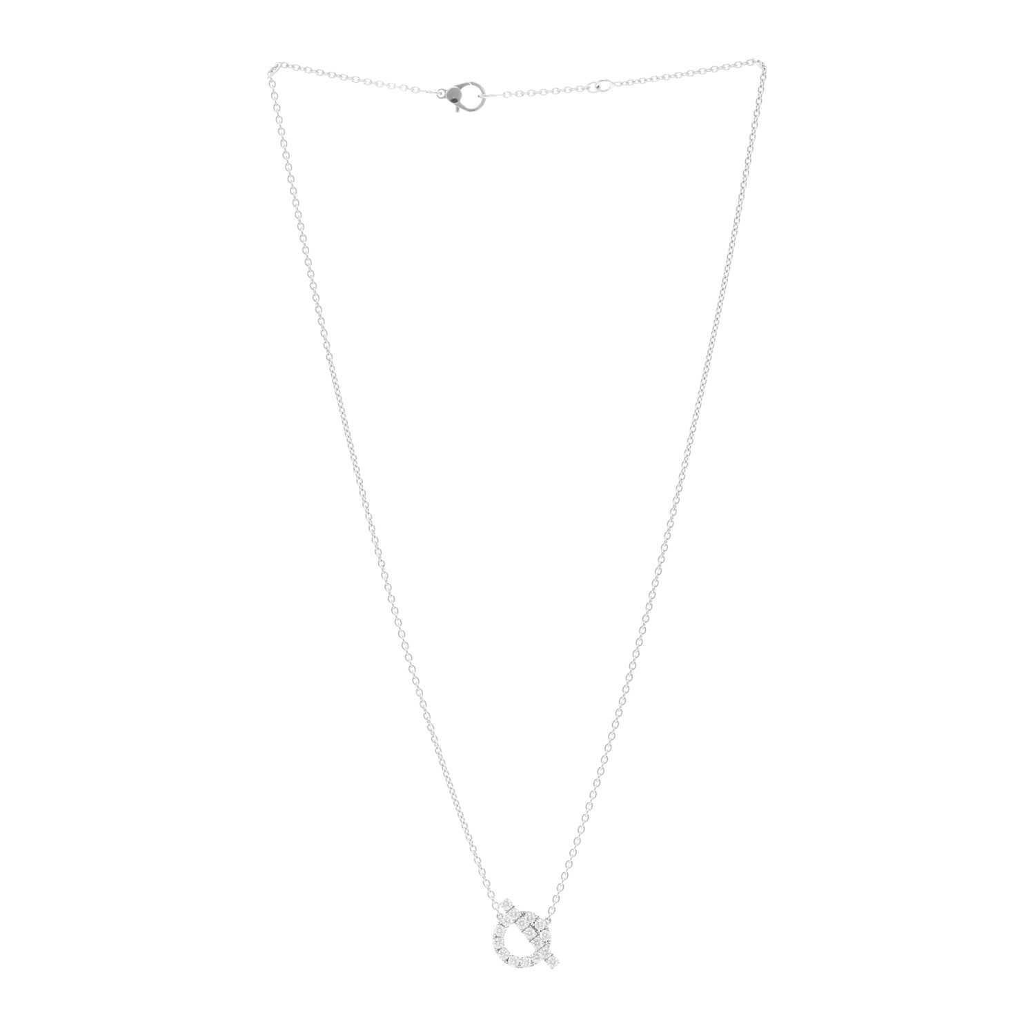 Hermes 18K White Gold Diamond Finesse Pendant Necklace 3 of 6