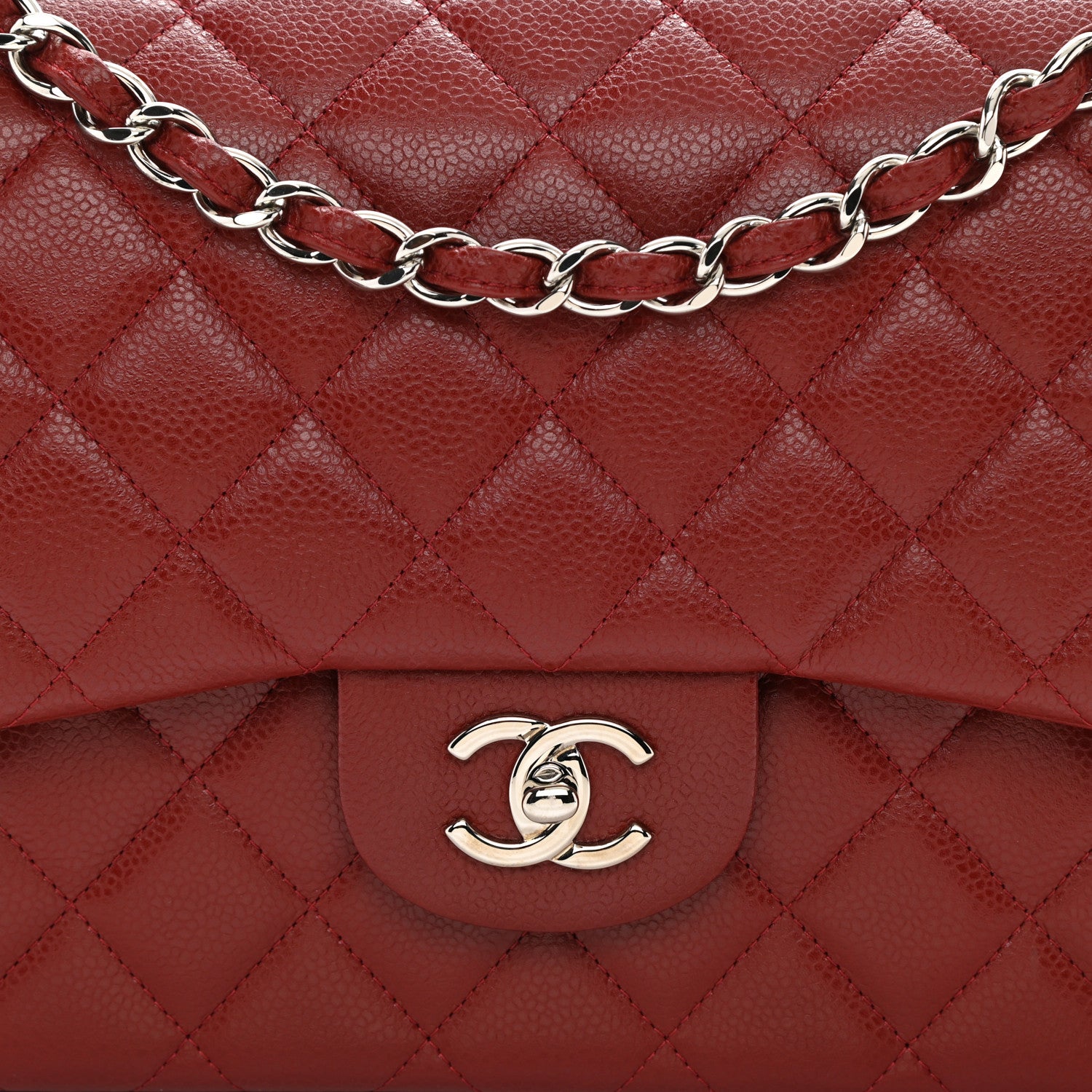 Chanel Caviar Quilted Jumbo Double Flap Dark Red 8 of 11