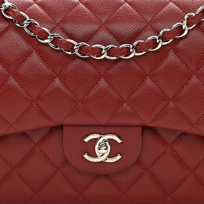 Chanel Caviar Quilted Jumbo Double Flap Dark Red 8 of 11