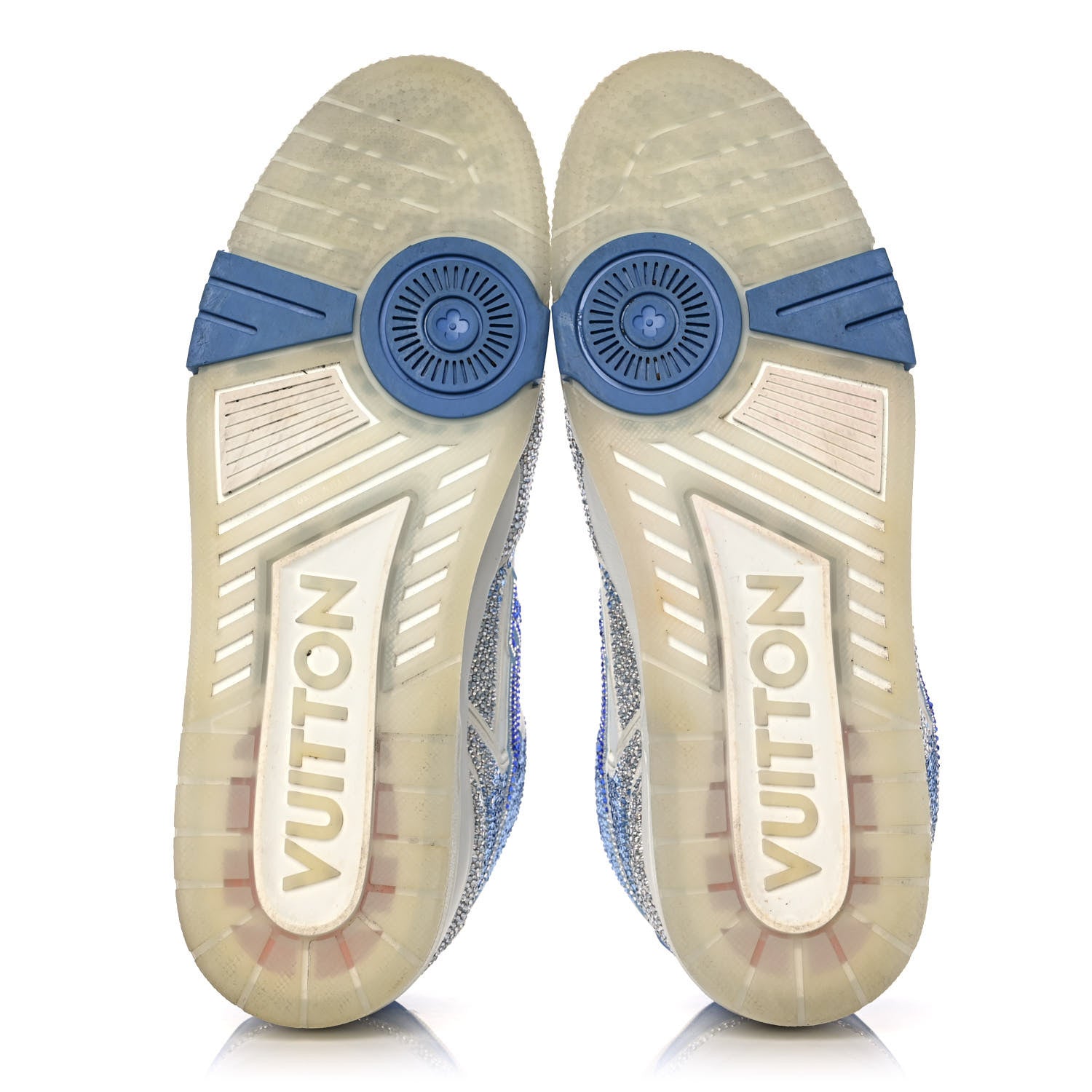 Louis Vuitton Azur Crystal Mens LV Trainer Sneakers 11 White Blue 6 of 12