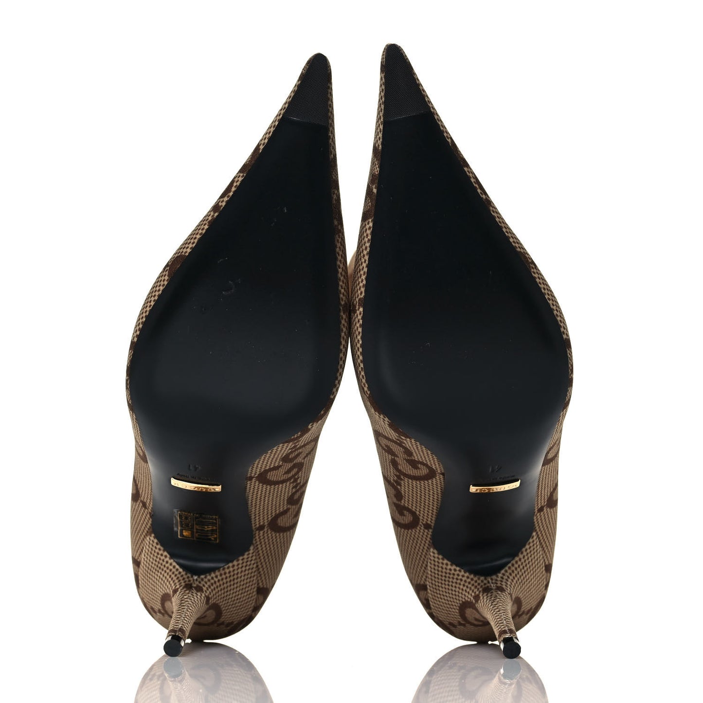 X GUCCI Jersey Maxi GG Monogram Crepe Knife Booties 41 Camel Ebony