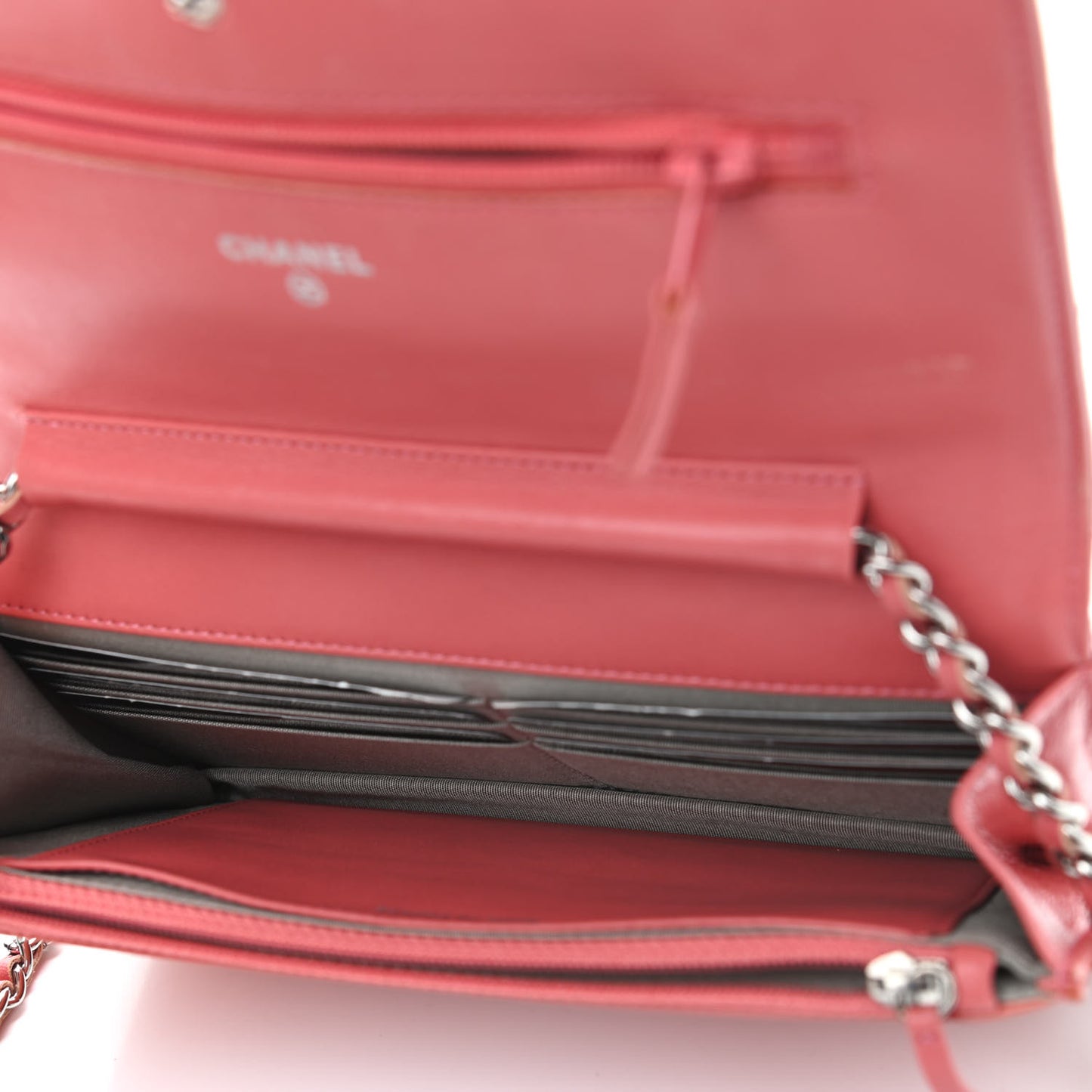 Patent Quilted Brilliant Wallet On Chain WOC Coral