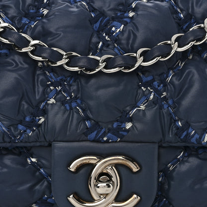 Chanel Nylon Quilted Medium Tweed on Stitch Bubble Flap Blue 8 of 11