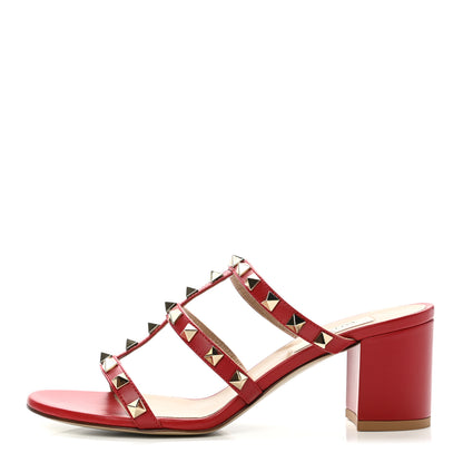 Valentino Garavani Calfskin Rockstud 60mm Caged Slide Sandals 36 Rosso Valentino 1 of 9
