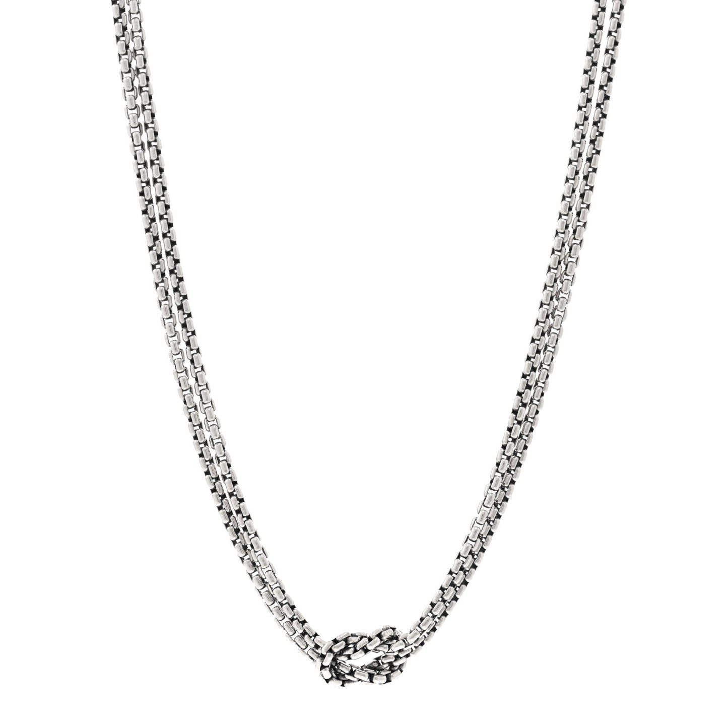 Sterling Silver 18K Yellow Gold Knot Double Box Chain Necklace