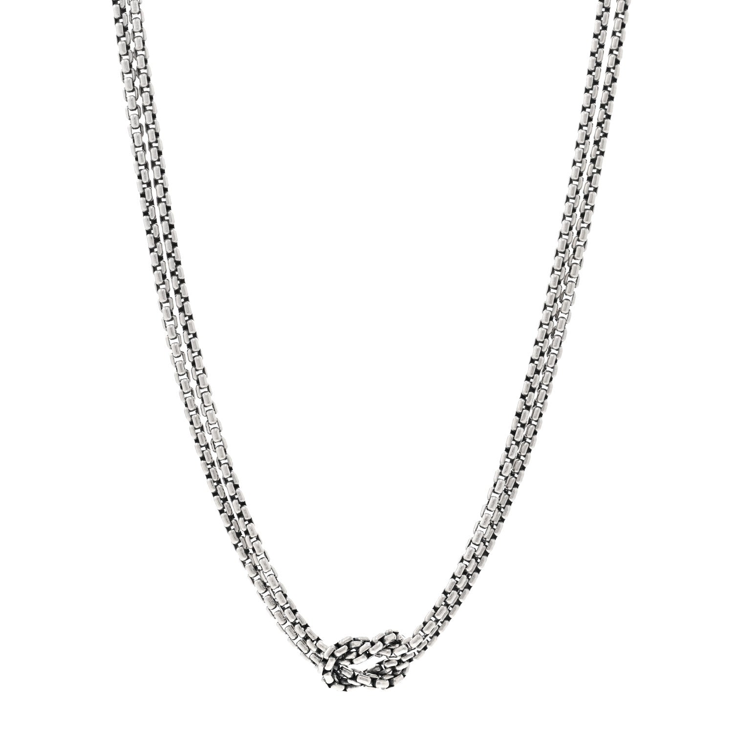 David Yurman Sterling Silver 18K Yellow Gold Knot Double Box Chain Necklace 1 of 5