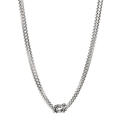 David Yurman Sterling Silver 18K Yellow Gold Knot Double Box Chain Necklace 1 of 5