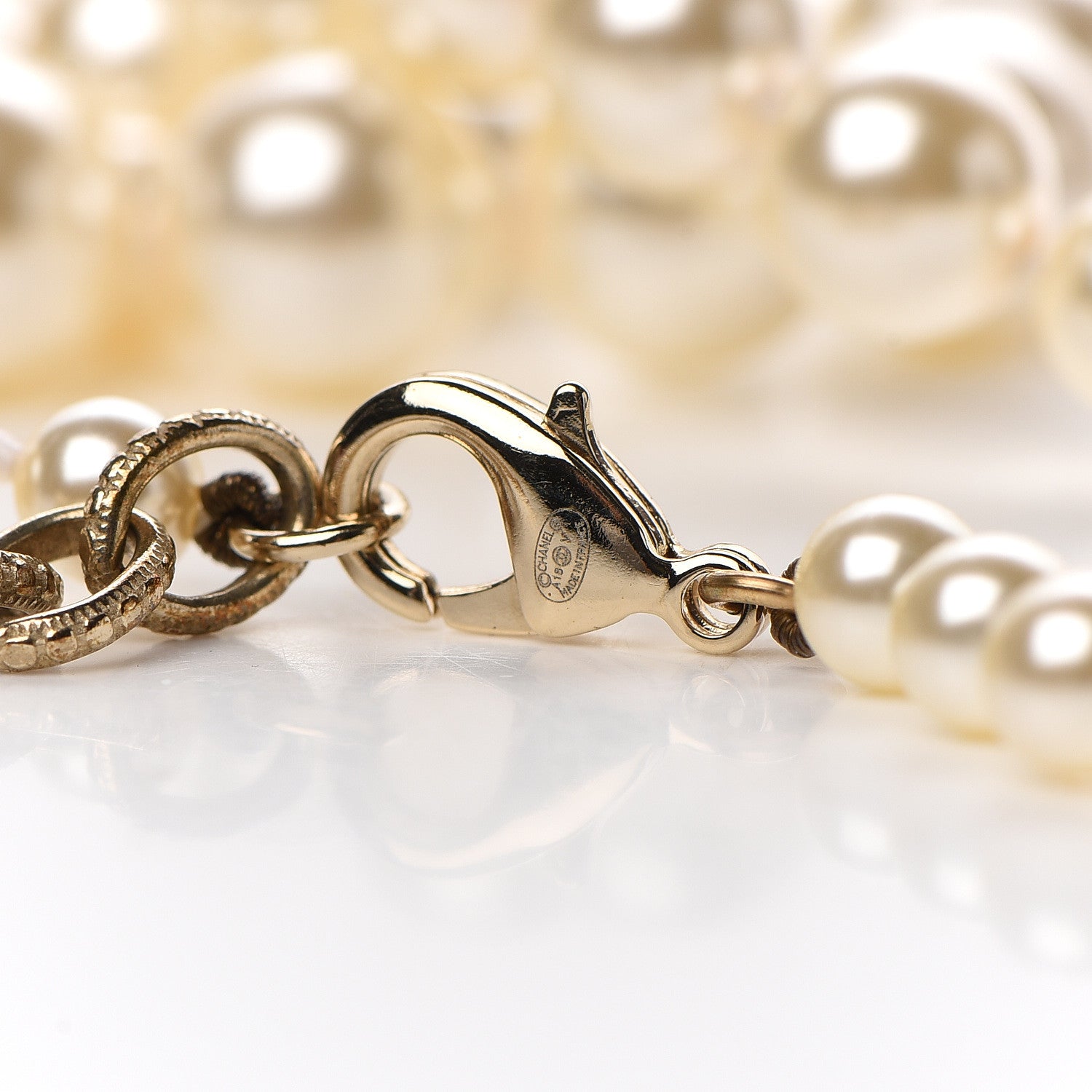 Chanel Pearl Baguette Crystal Long CC Necklace Gold 3 of 4
