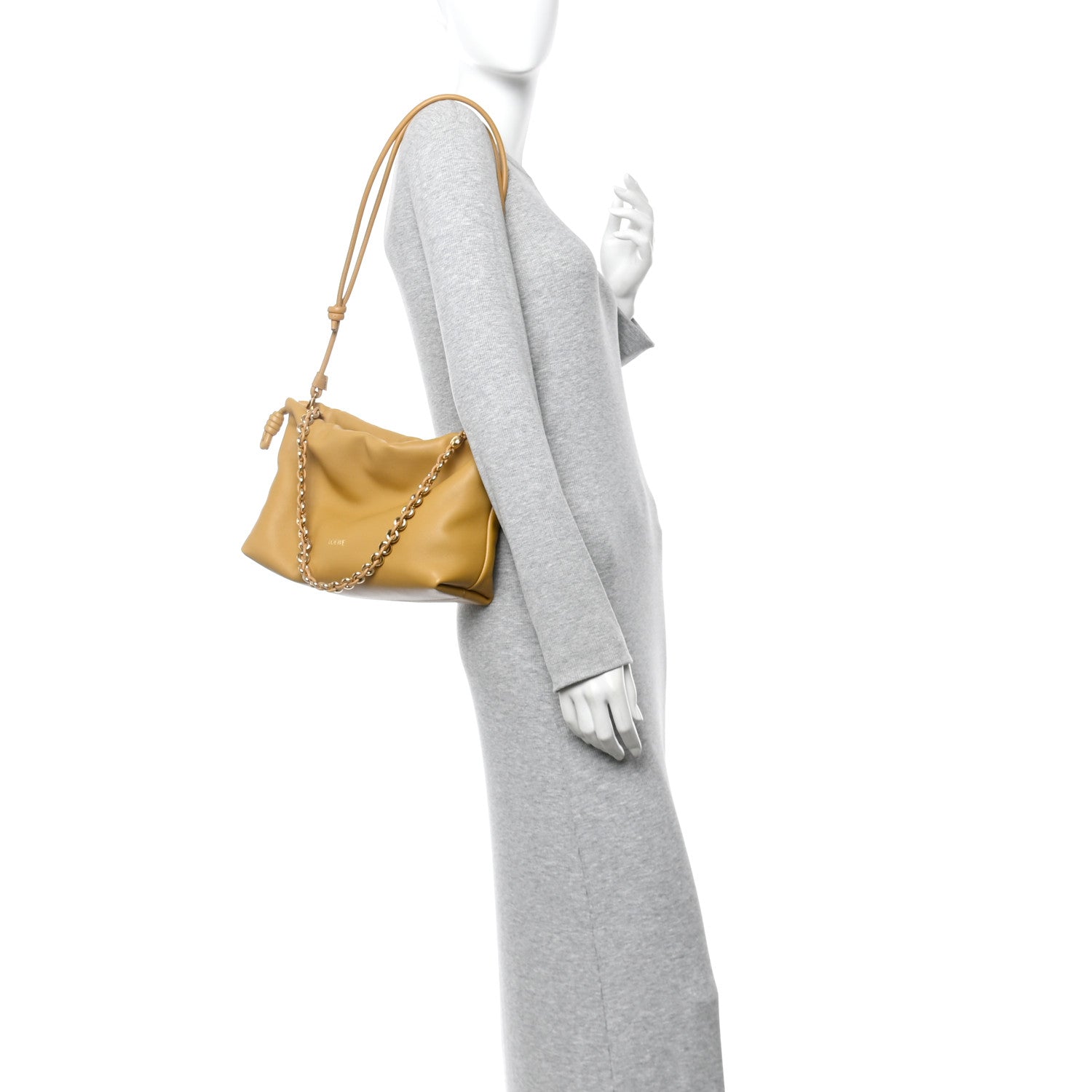Loewe Mellow Nappa Donut Medium Chain Flamenco Knot Clutch Sahara 2 of 10