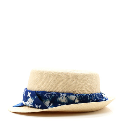 Louis Vuitton Straw Monogram Bandana Hat Blue 5 of 7
