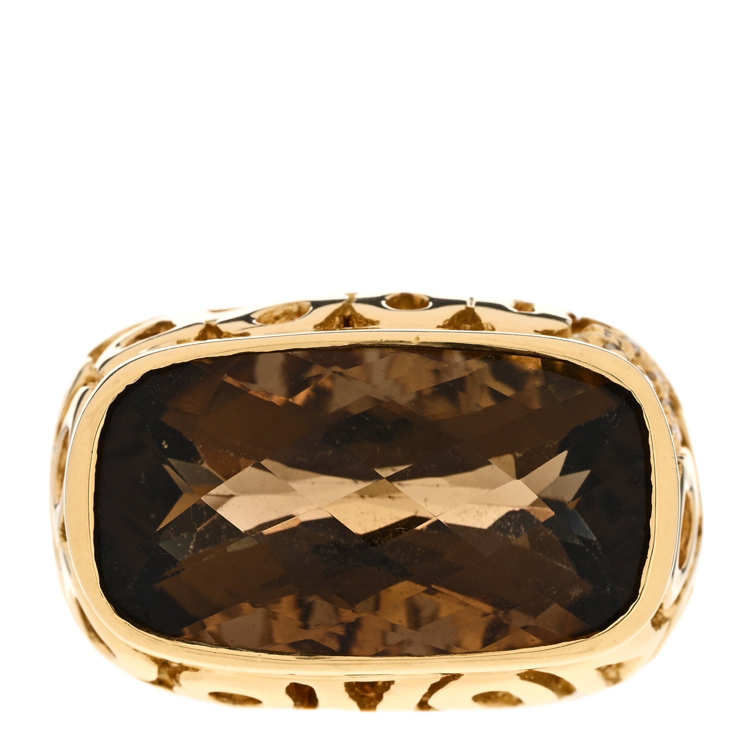 Roberto Coin 18K Yellow Gold Diamond Smokey Quartz Mauresque Ring 57 8 1 of 6