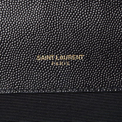 Saint Laurent Grain De Poudre Matelasse Chevron Large Monogram Satchel Black 7 of 10